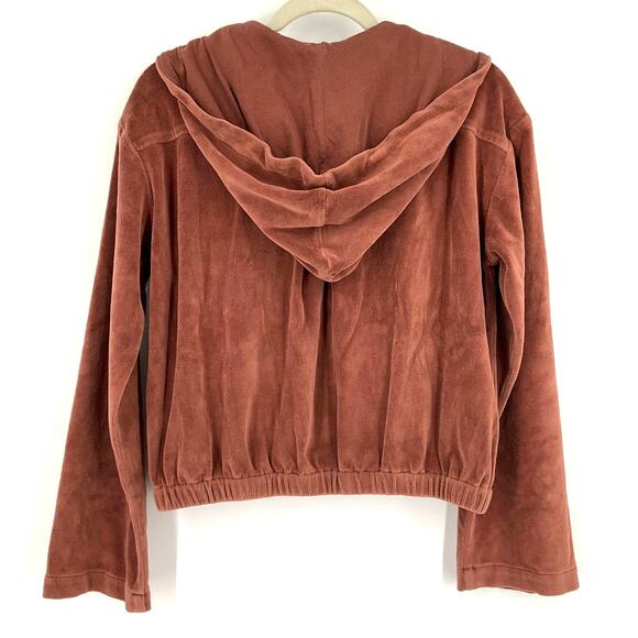 Young Fabulous & Broke Velour Hoodie Zip Sweatshirt Rust Medium NWOT - Picture 2 of 7